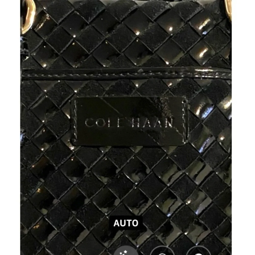Cole Haan Black Woven patent Leather Tote Bag